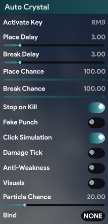 Wocky Auto Crystal settings