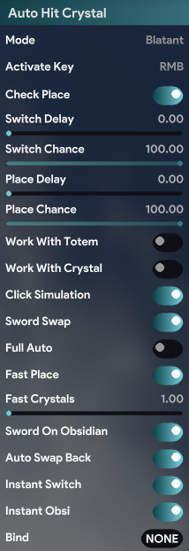 Wocky Auto Hit Crystal settings